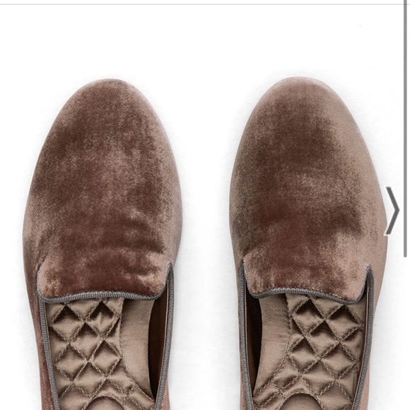 NIB Birdies Starling Taupe Velvet Smoking Slipper Loafer Flat - Picture 2 of 3